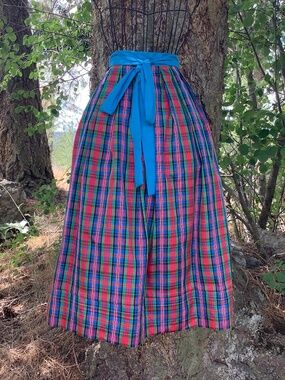 Blue Red Green Plaid Apron Peasant Costume Kitchen Oktoberfest Dirndl
